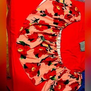 Crop top red rose blouse